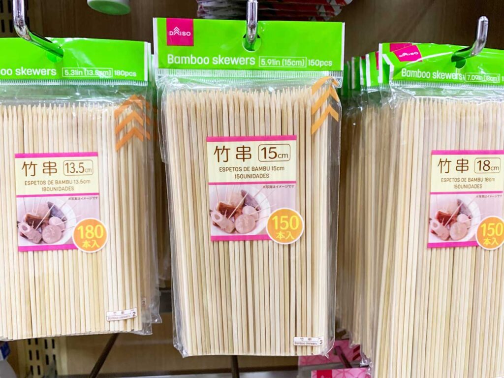 ダイソーで販売している竹串・バーベキュー串の種類・サイズ一覧をご紹介
